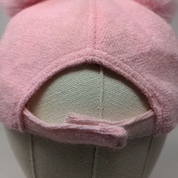 Unbranded Women's Strapback Hat Pink Fleece Fuzzy Pom Poms LOVE Logo - Picture 9 of 11